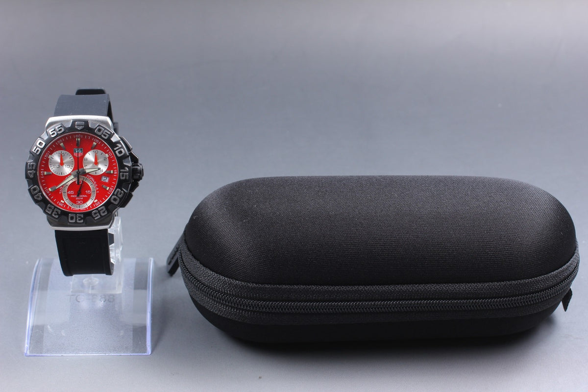 Used TAG Heuer Formula 1 CAH1112 Red Quartz Chronograph Men's Watch 42mm JAPAN
