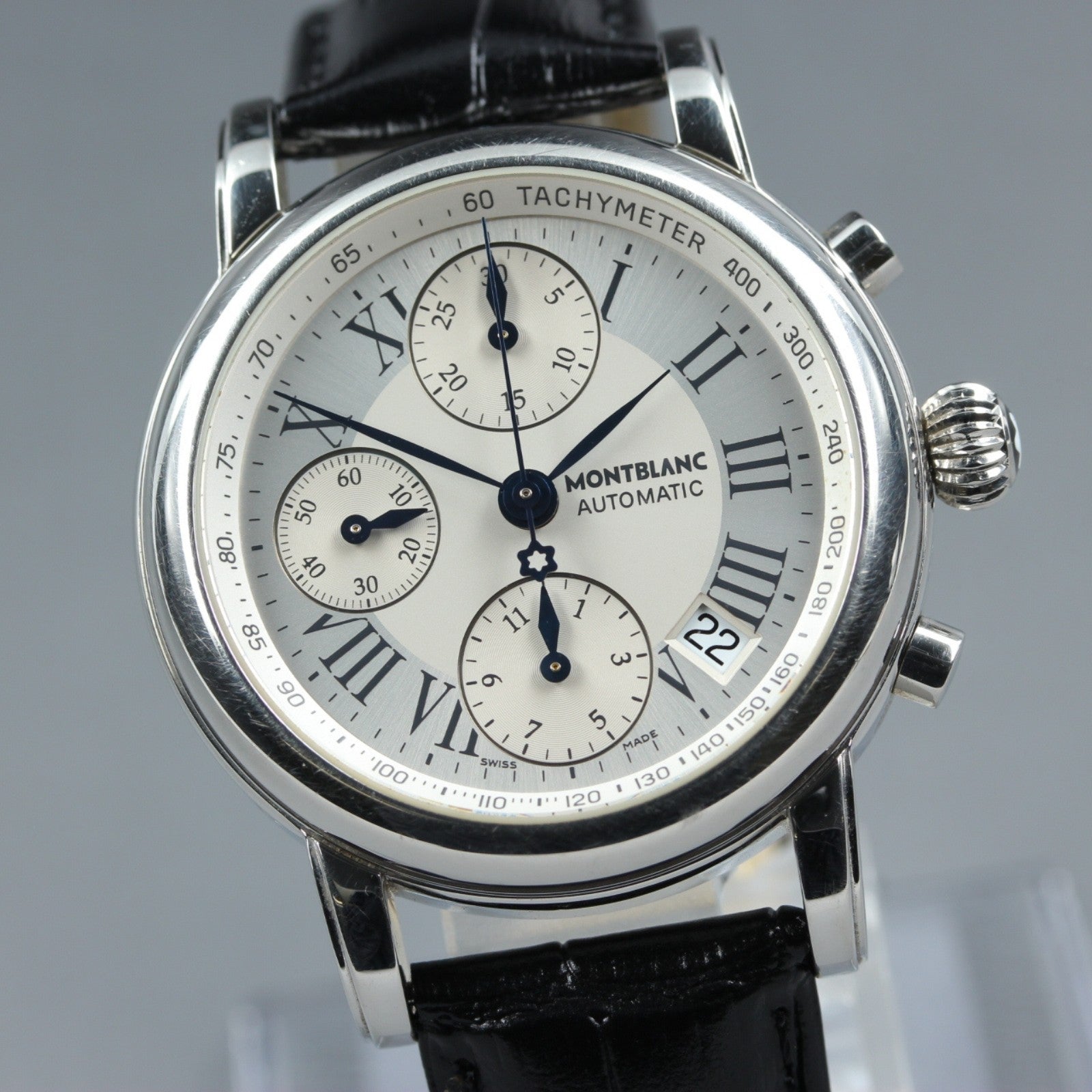 MONTBLANC Meisterstuck 7016 Automatic Chronograph Silver Men's Watch 38mm JAPAN