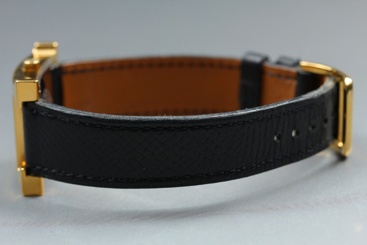 HERMES H Watch HH1.201 Gold Black "A" 21mm Woman's Watch Quartz [Box]
