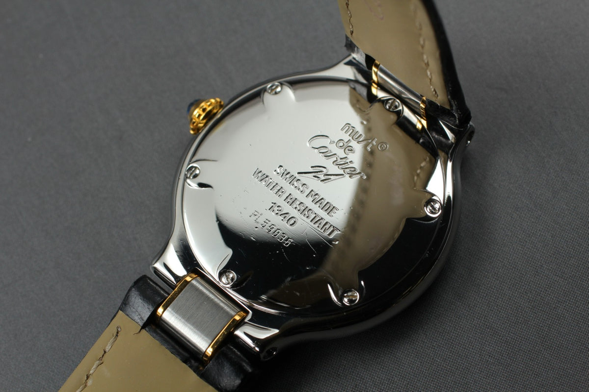 [Exc+4] Cartier Must de Cartier 21 1340 Silver Black 27mm Women’s Qz Watch JAPAN