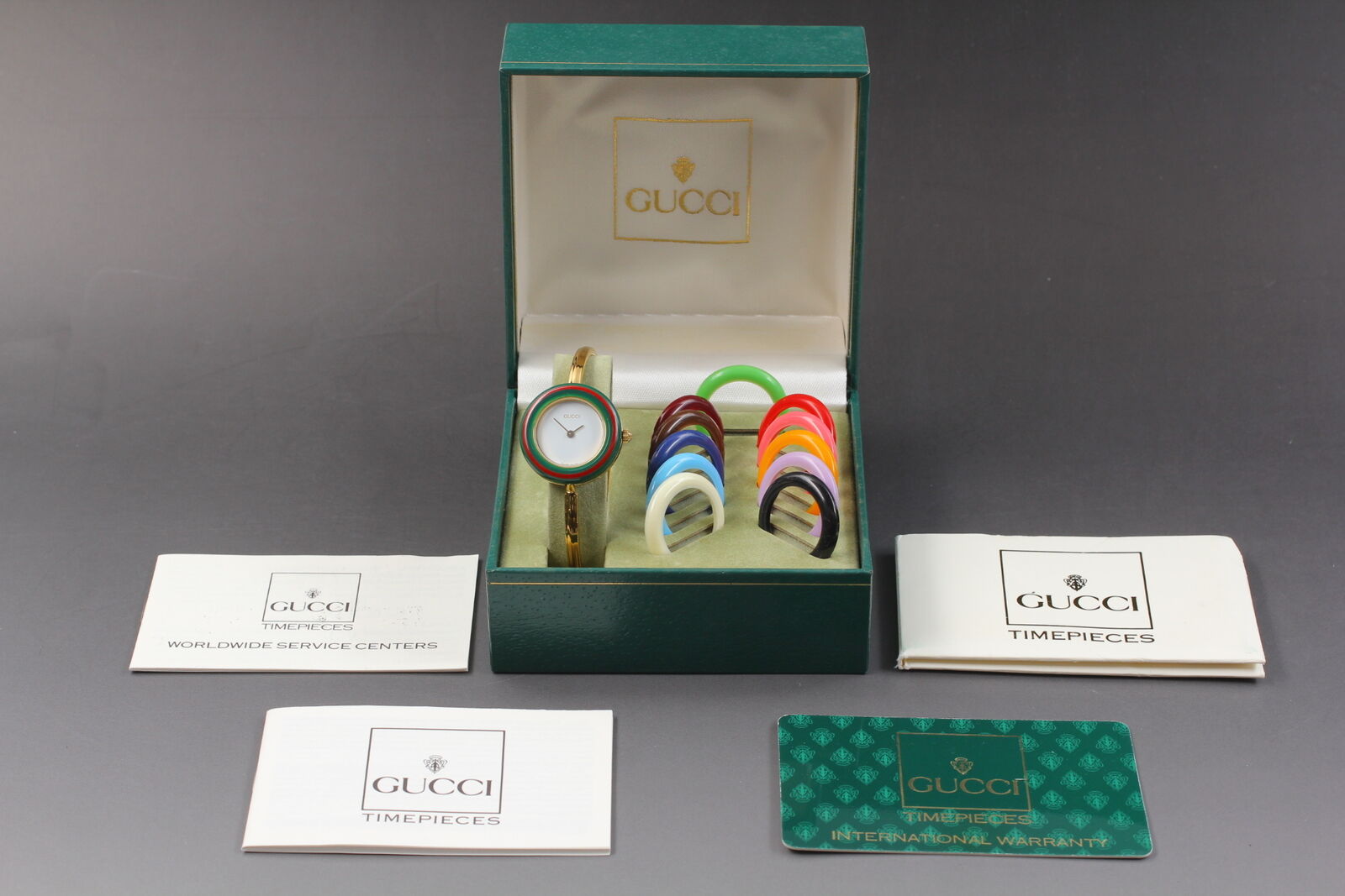 New Battery [Exc+5 Box] Gucci Change Bezel 11/12.2 12 Colors Women's Qz Watch JP