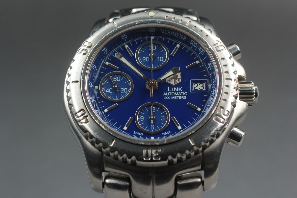 TAG Heuer Professional CT2110 Chronograph Blue Automat Men's Watch 41mm JAPAN