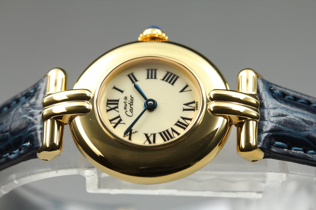 Cartier Must Colisee Vermeil 590002 Blue Gold Women's Quartz Watch Vintage [Box]