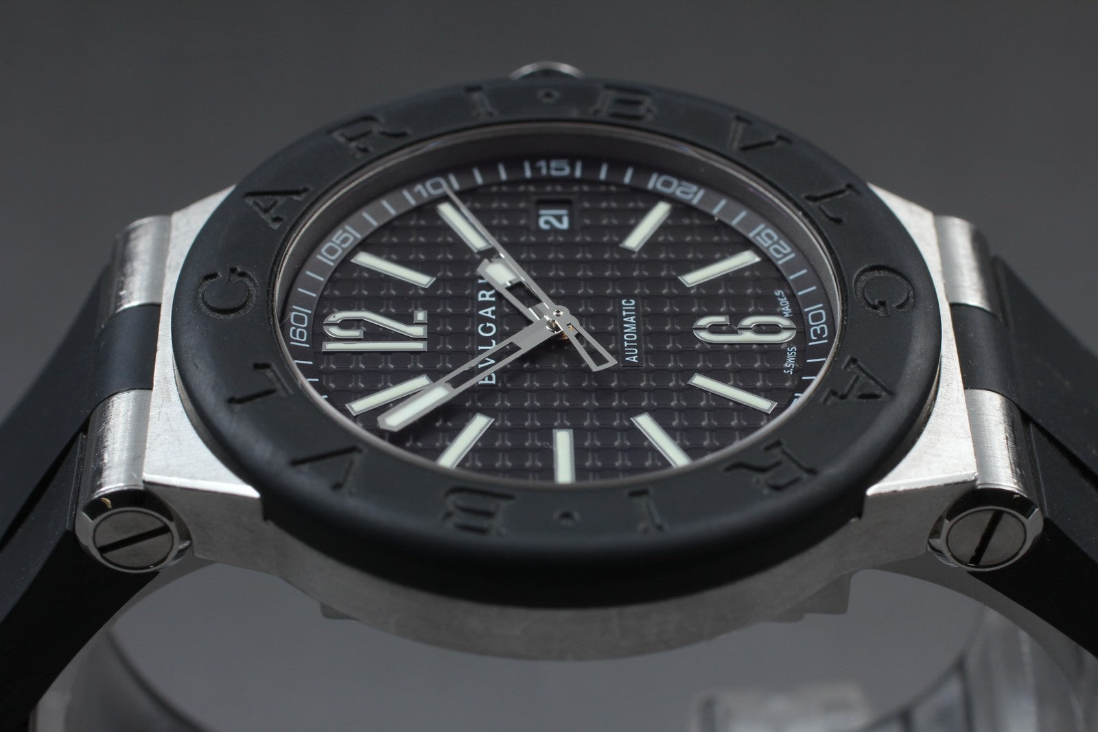 [Exc+5]Box BVLGARI Diagona DG40SV Automatic Black Dial Boy's Watch 40mm JAPAN