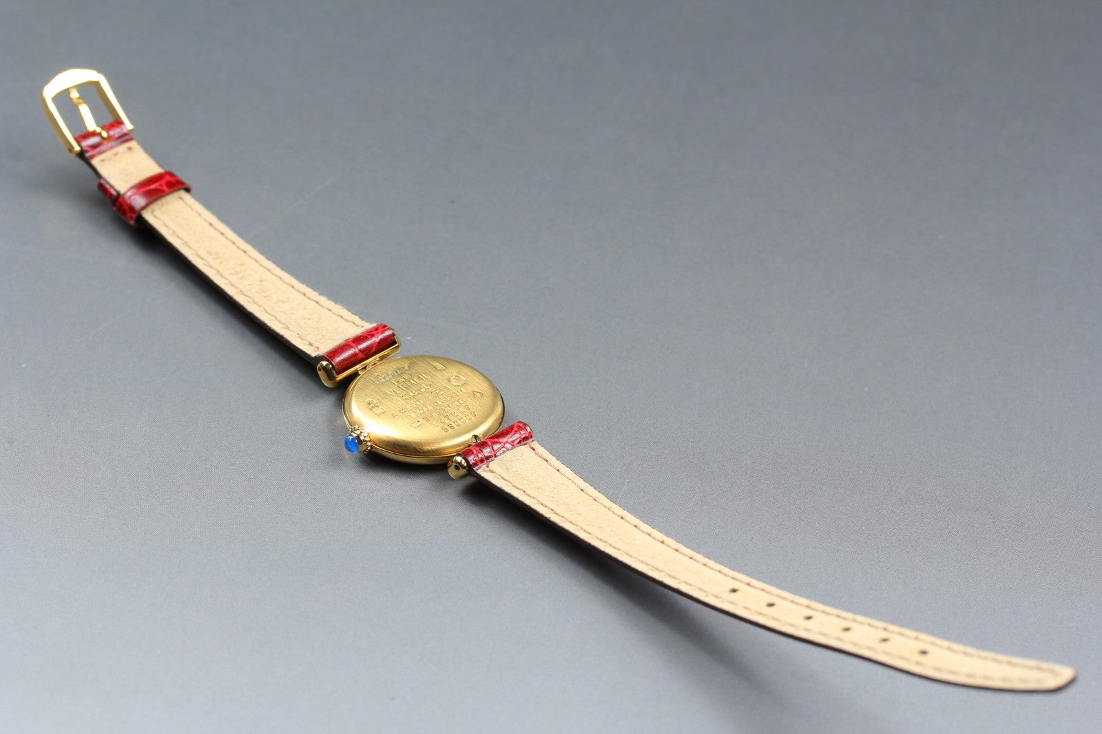 Vintage Cartier Must Colisee Vermeil 590002 Red Ivory Dial Women's Quartz Watch