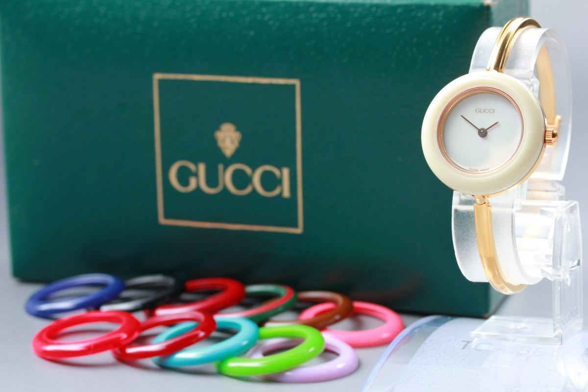 GUCCI Change Bezel 11/12.2 12Color Quartz Women's Watch 25mm Box New Batt JAPAN