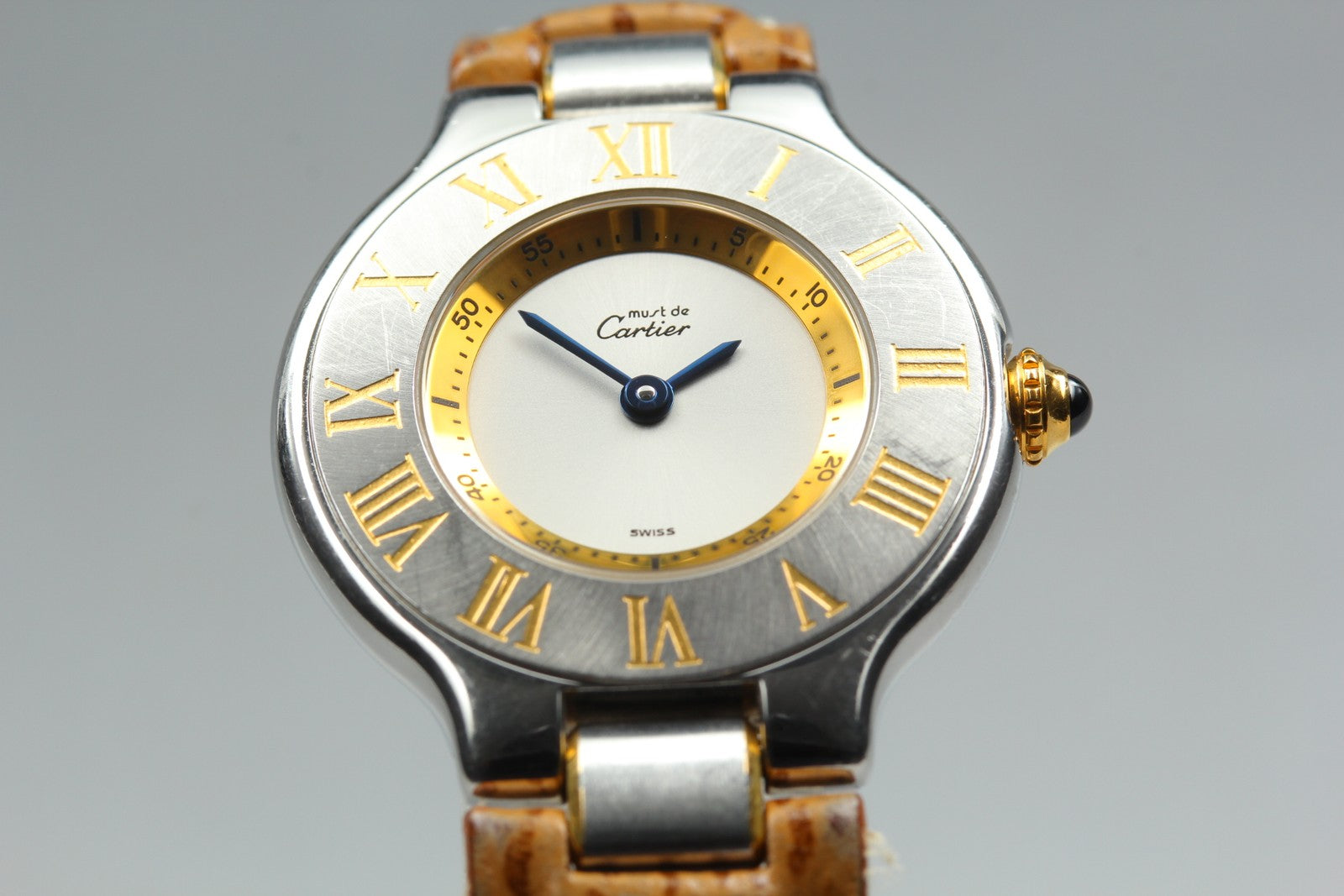 Exc+5 Box Cartier Must de Cartier 21 1340 Brown Silver 27mm Women's Quartz Watch