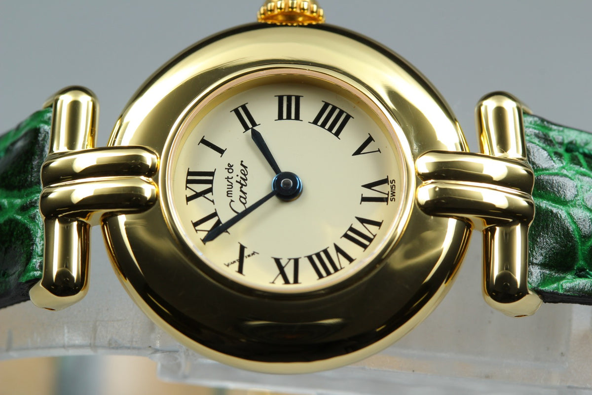 Cartier Must Colisee Vermeil 590002 Green Gold Women's Qz Watch Vintage [Box]