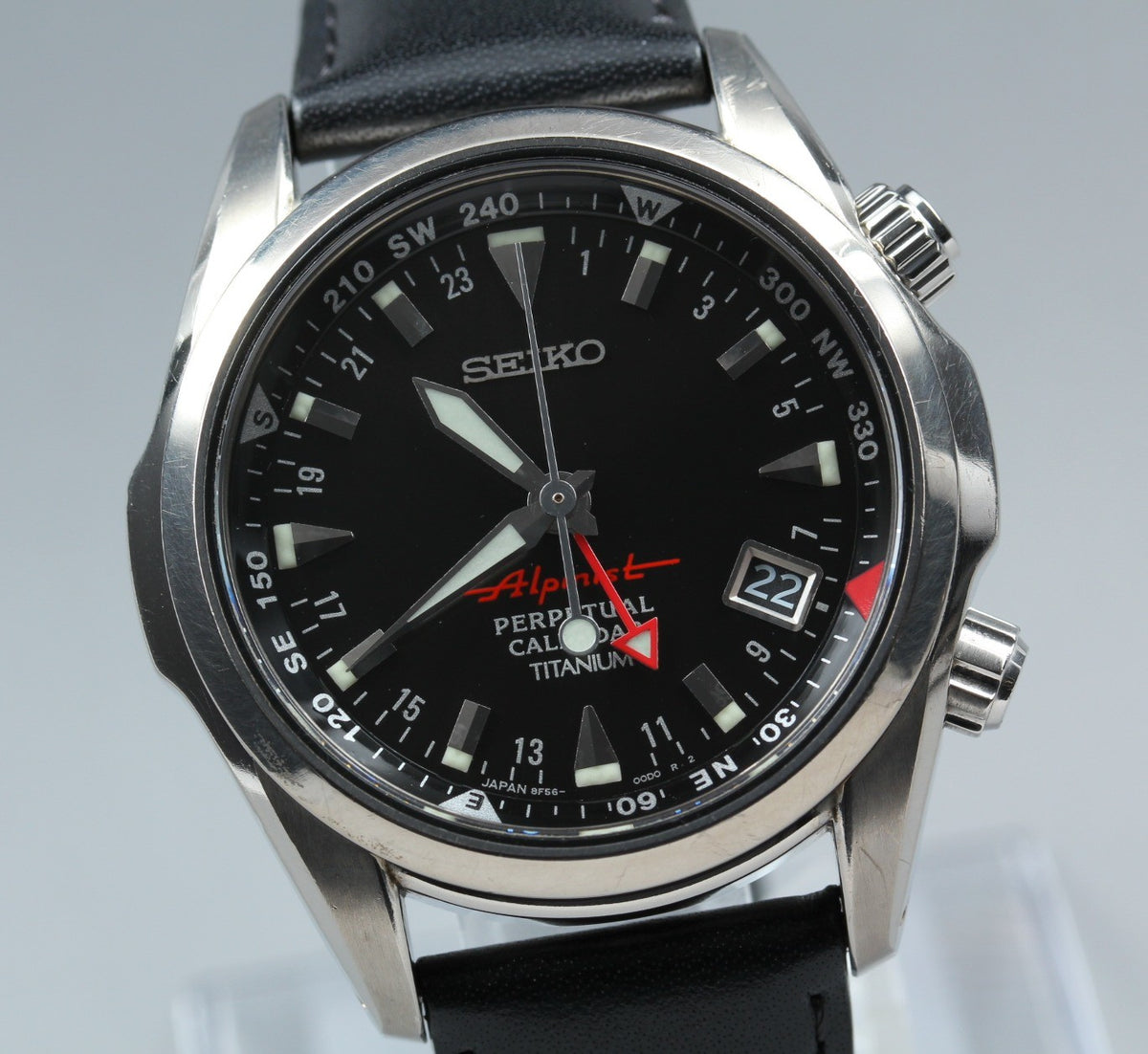 SEIKO Alpinist 8F56-00D0 SBCJ019 Perpetual Calendar Titanium Men's Watch JAPAN