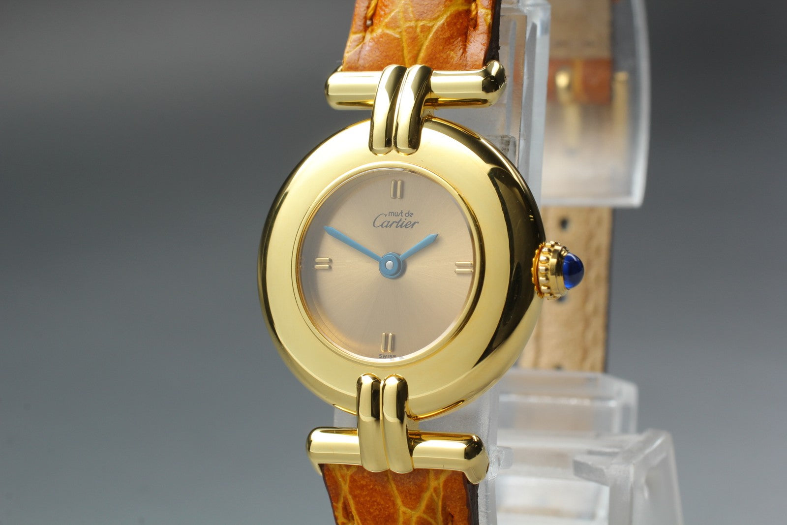 Vintage Cartier Must Colisee Vermeil 590002 Gold Dial Women's Qz Watch [Pouch]
