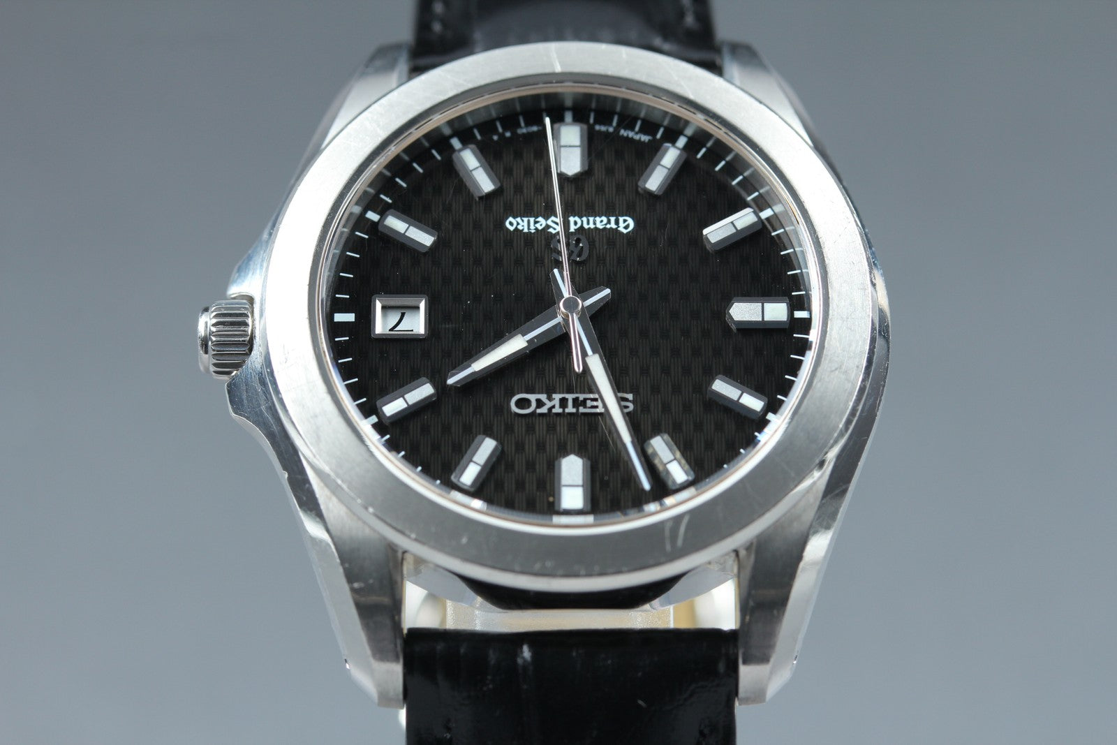 [Exc+5] Grand SEIKO GS 8J56-8020 SBGF021 Black Date Men's Quartz Watch JAPAN