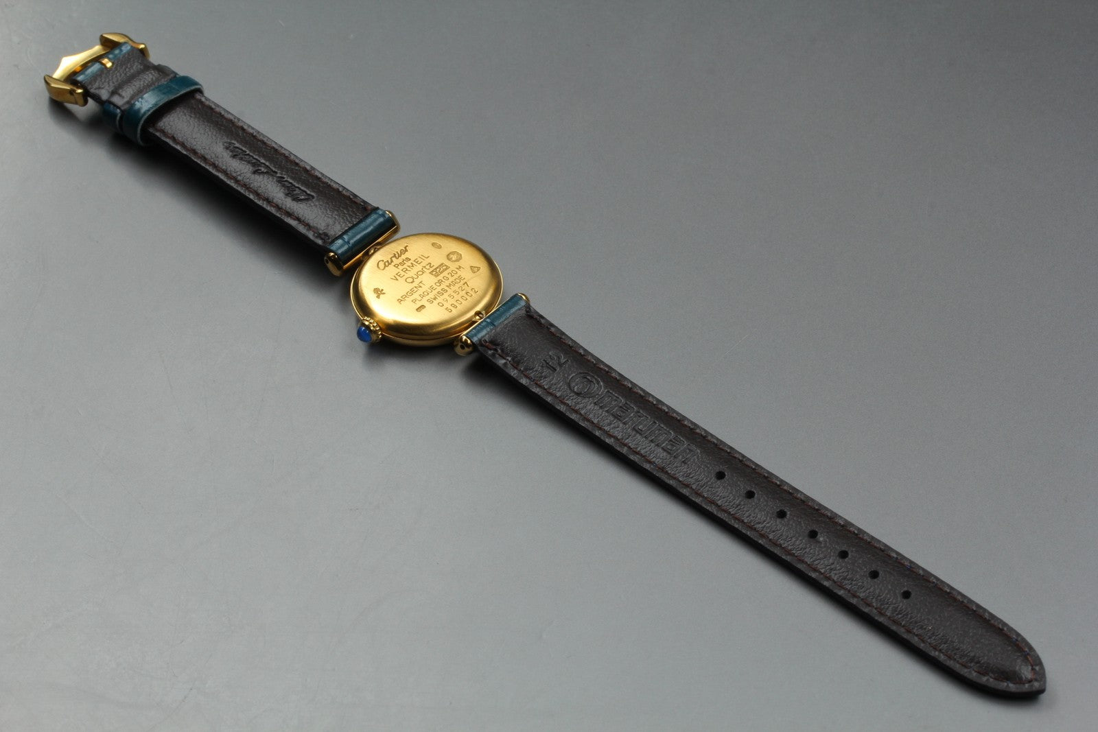 Vintage [ Near MINT- ] Cartier Must Colisee Vermeil 590002 Blue Women's Qz Watch