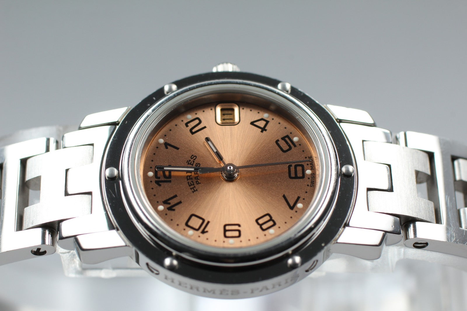 [Exc+5 Box] Hermes Clipper CL4.210 24mm Silver Woman's Quartz Watch JAPAN