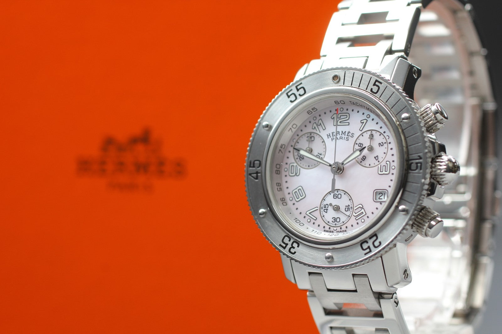 [Exc+5 Box] Hermes Clipper Diver Chronograph CL2.310 Pink Woman's Quartz Watch