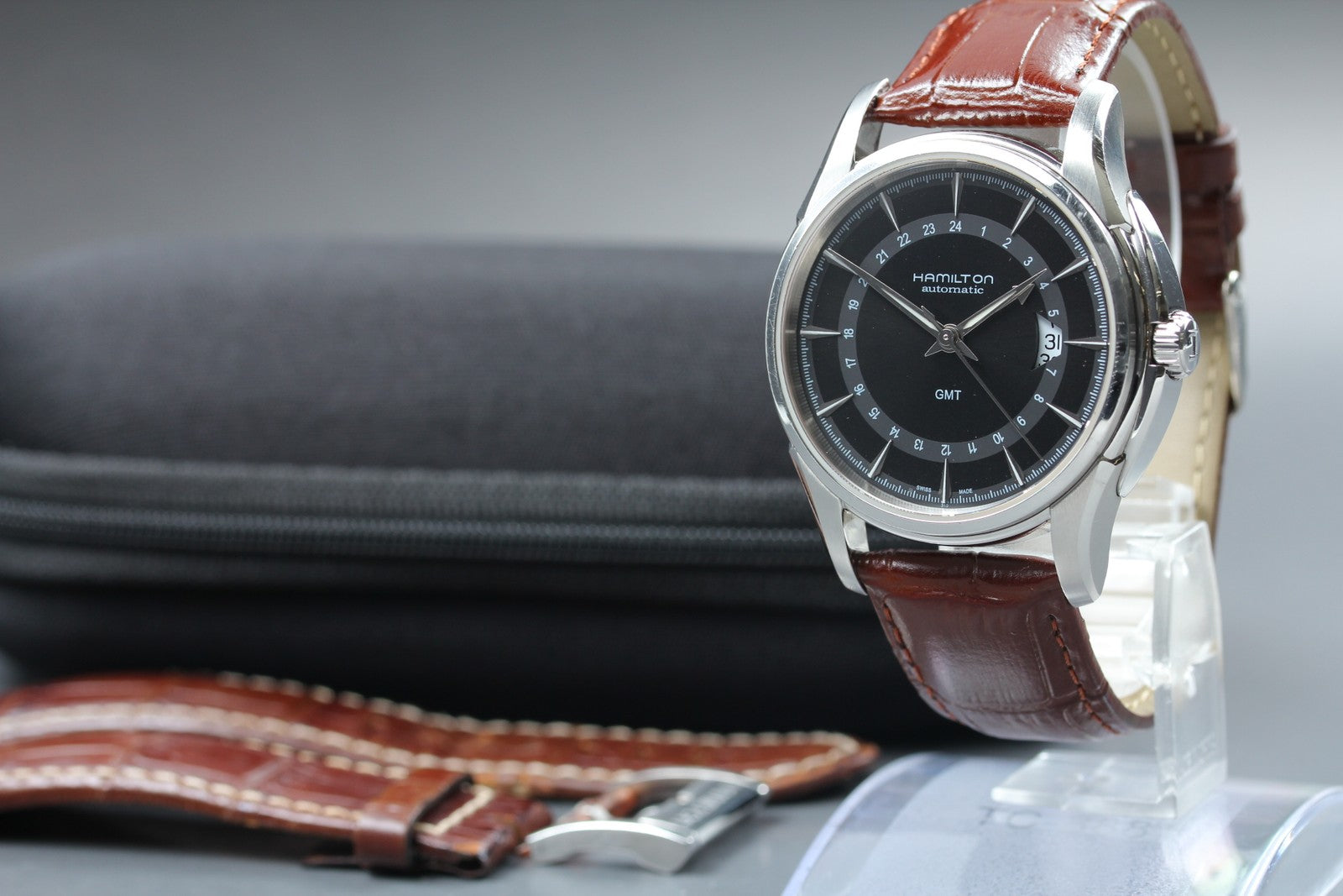 Hamilton Jazzmaster Traveler GMT Automatic Black Dial Men's Watch 42mm JAPAN