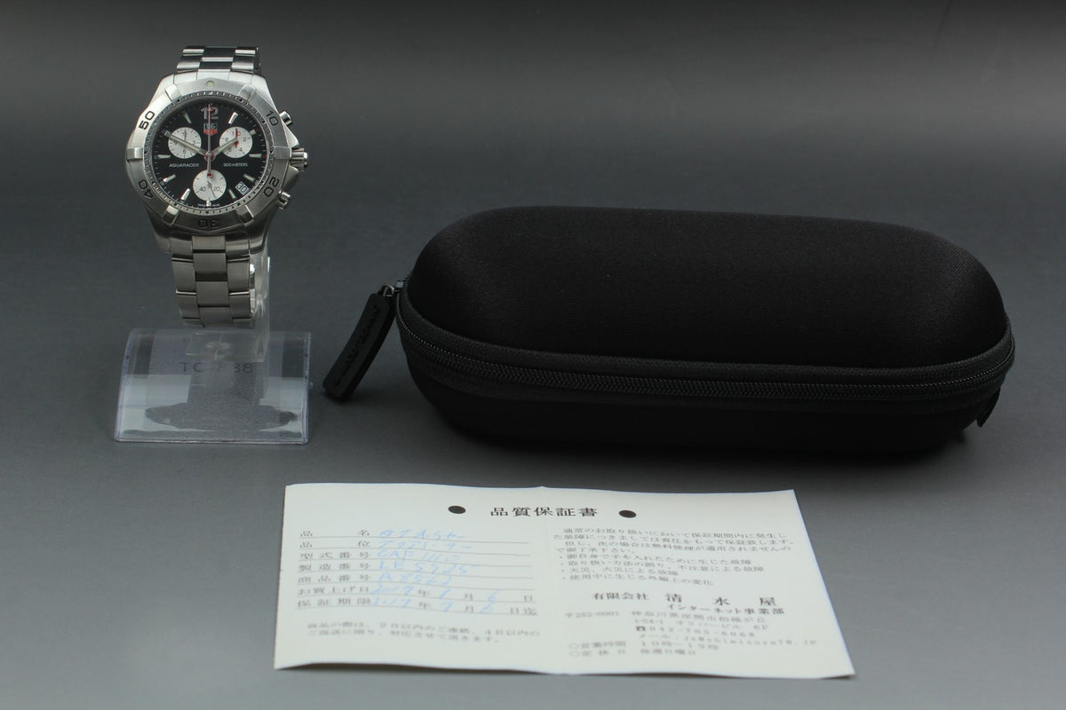 [Exc+5] Tag Heuer Aquaracer CAF1110 Chronograph Black Quartz Men’s Watch JAPAN