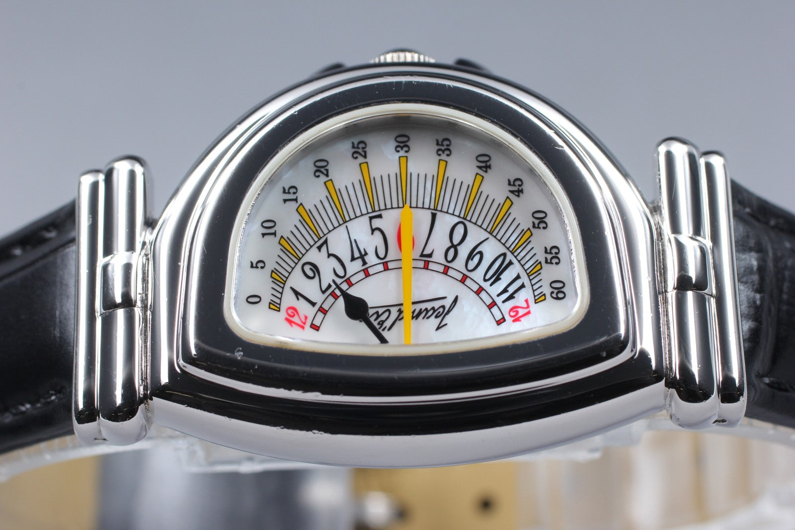 Vintage [Exc+5] Jean d'eve Sectora Silver 24mm Yellow Women's Quartz Watch JAPAN