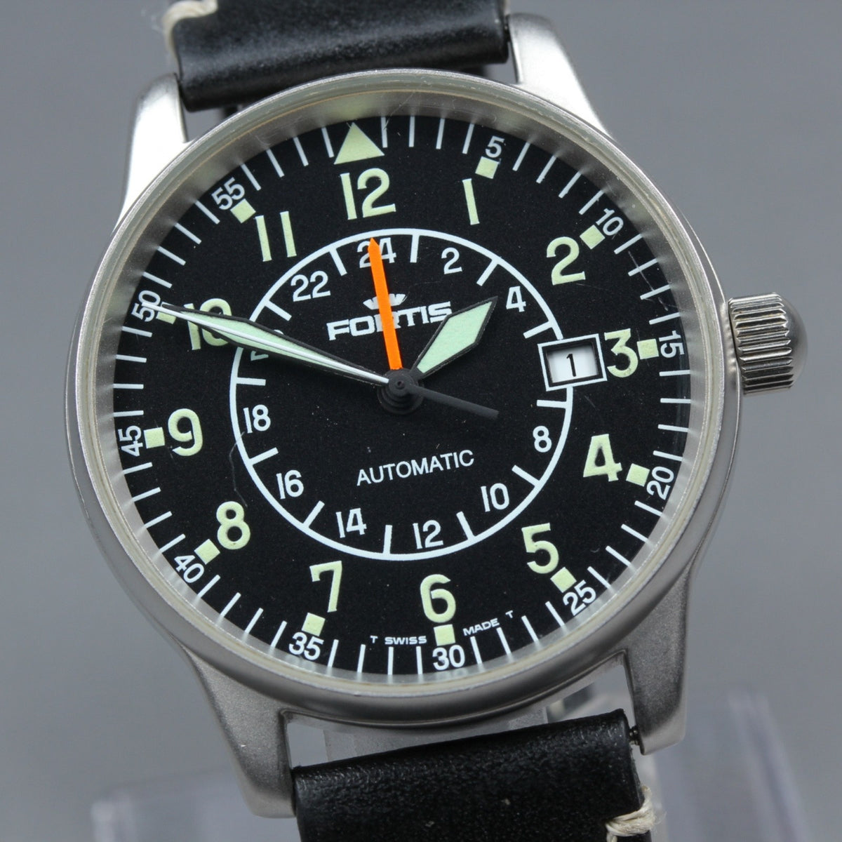 FORTIS Flieger GMT Aviator Pilot 596.10.148 Automatic Black Men's Watch 40mm JP