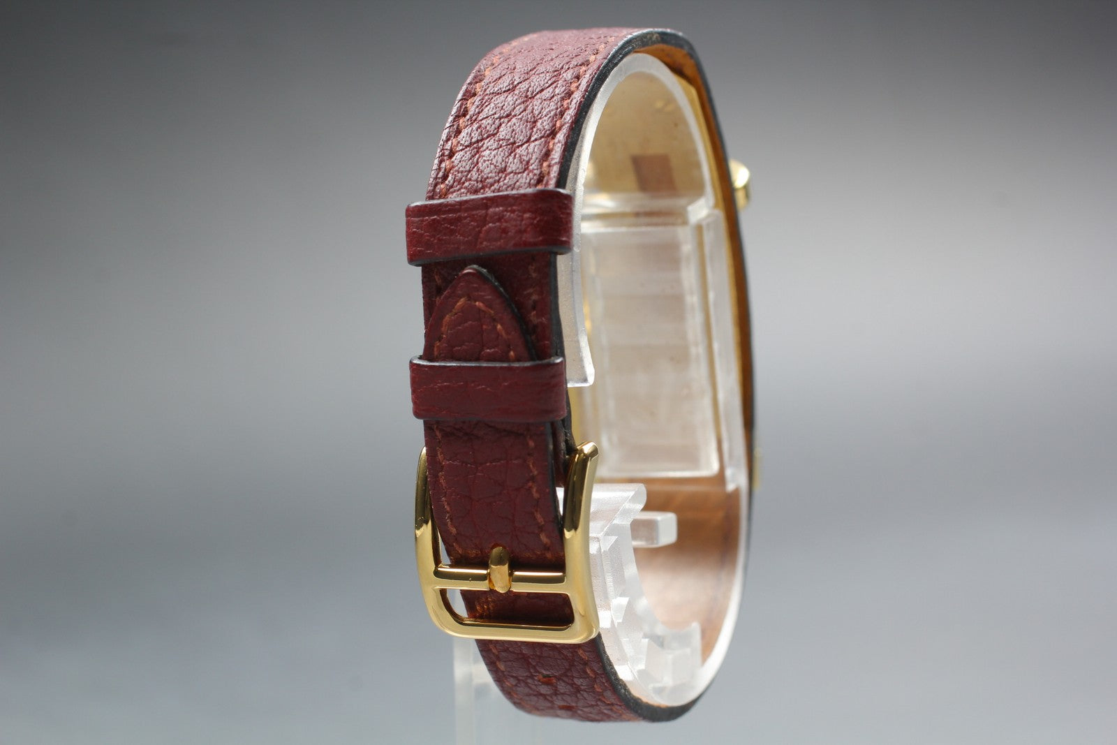 Vintage [Exc+5] HERMES Kelly Watch Gold Red Leather "X" Woman's Quartz Watch