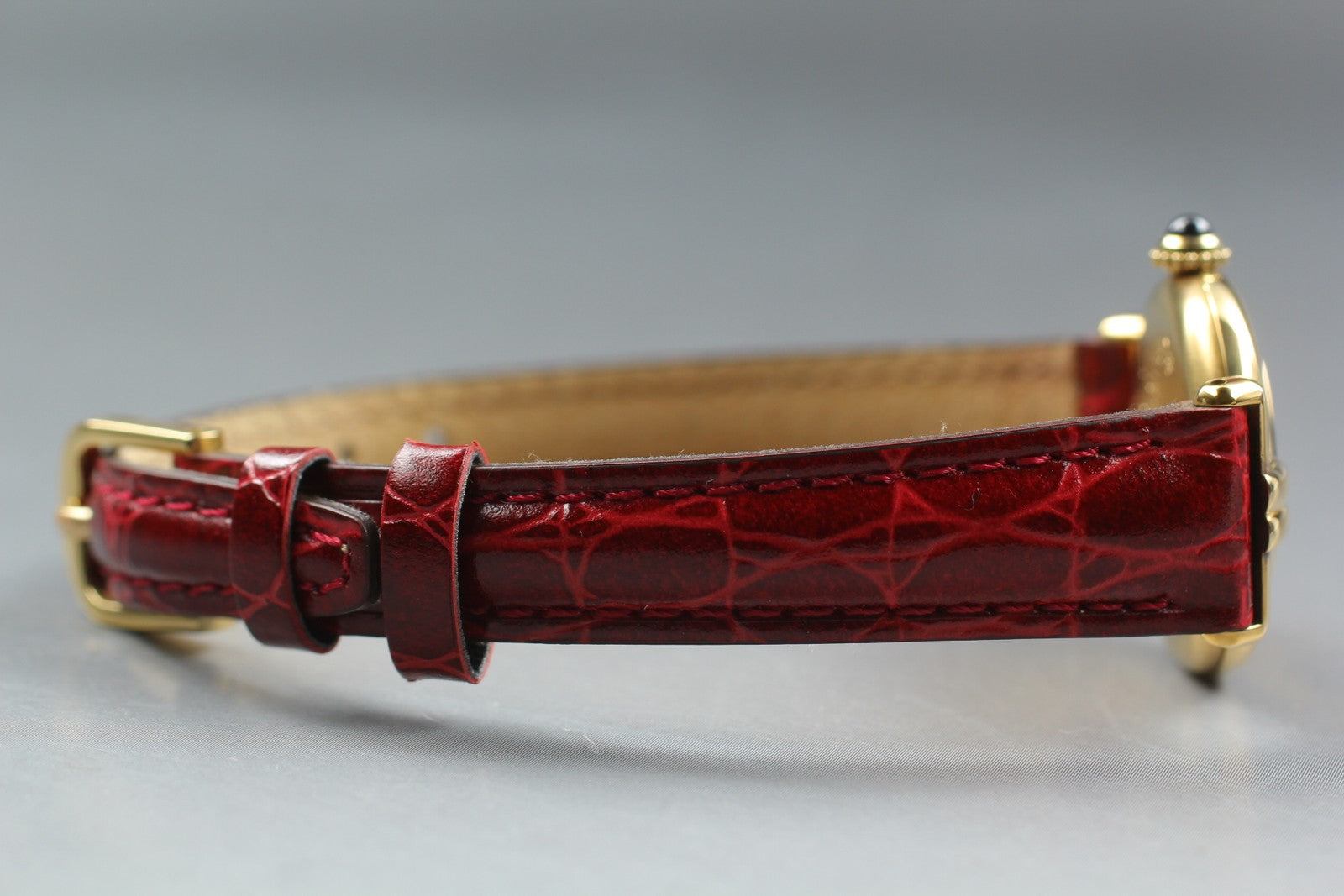 Vintage[Near MINT- Box] Cartier Must Colisee Vermeil 590002 Red Women's Qz Watch