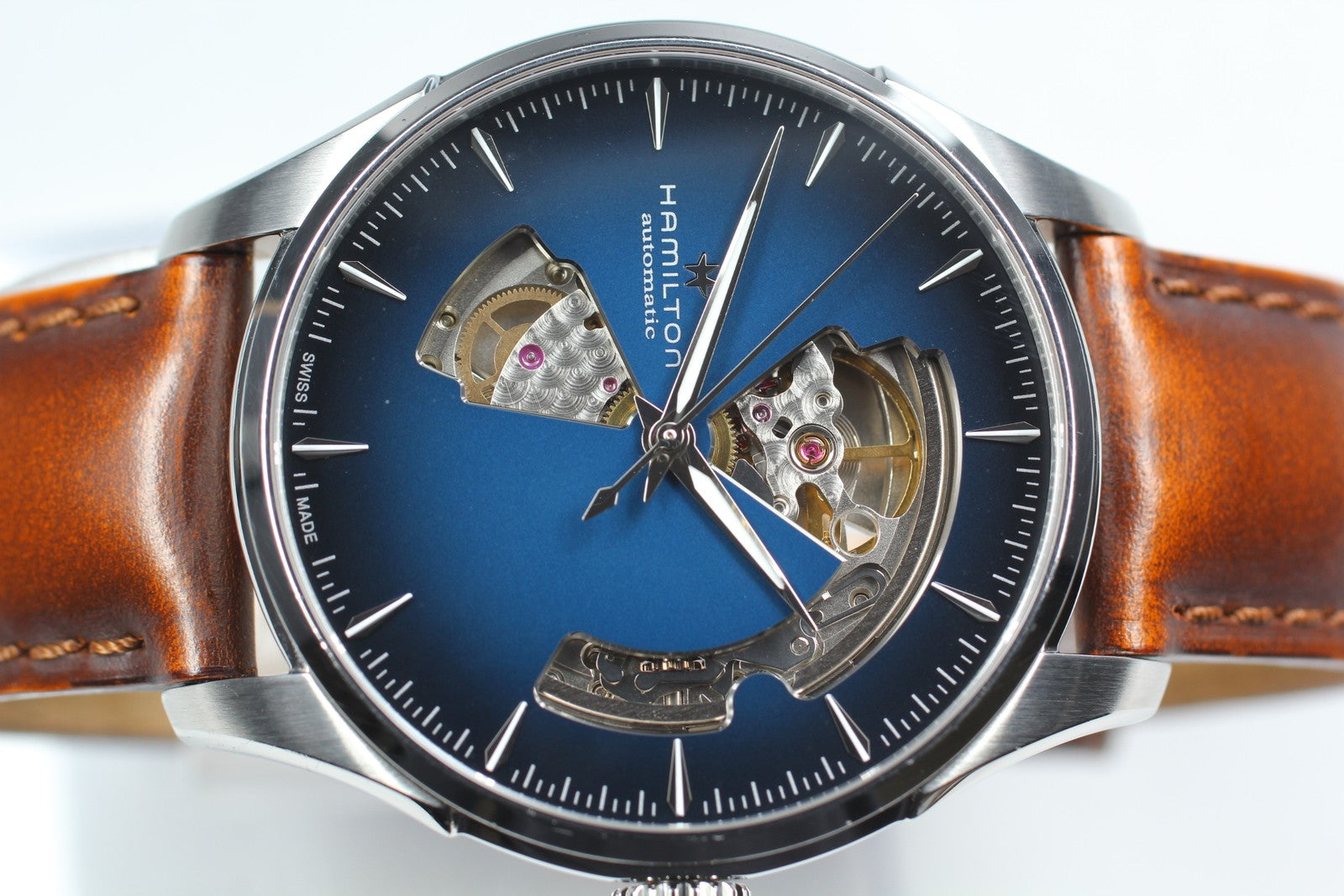 HAMILTON Jazzmaster Open Heart H326750 Blue Brown 39mm AT Men's Watch [Box]