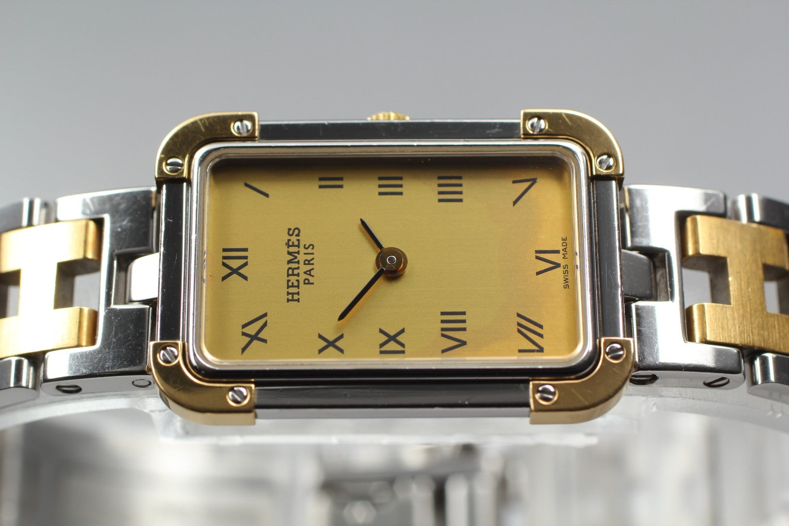 Vintage [Exc+5] HERMES Croisiere CR1.220 Gold Dial 18mm Women's Quartz Watch