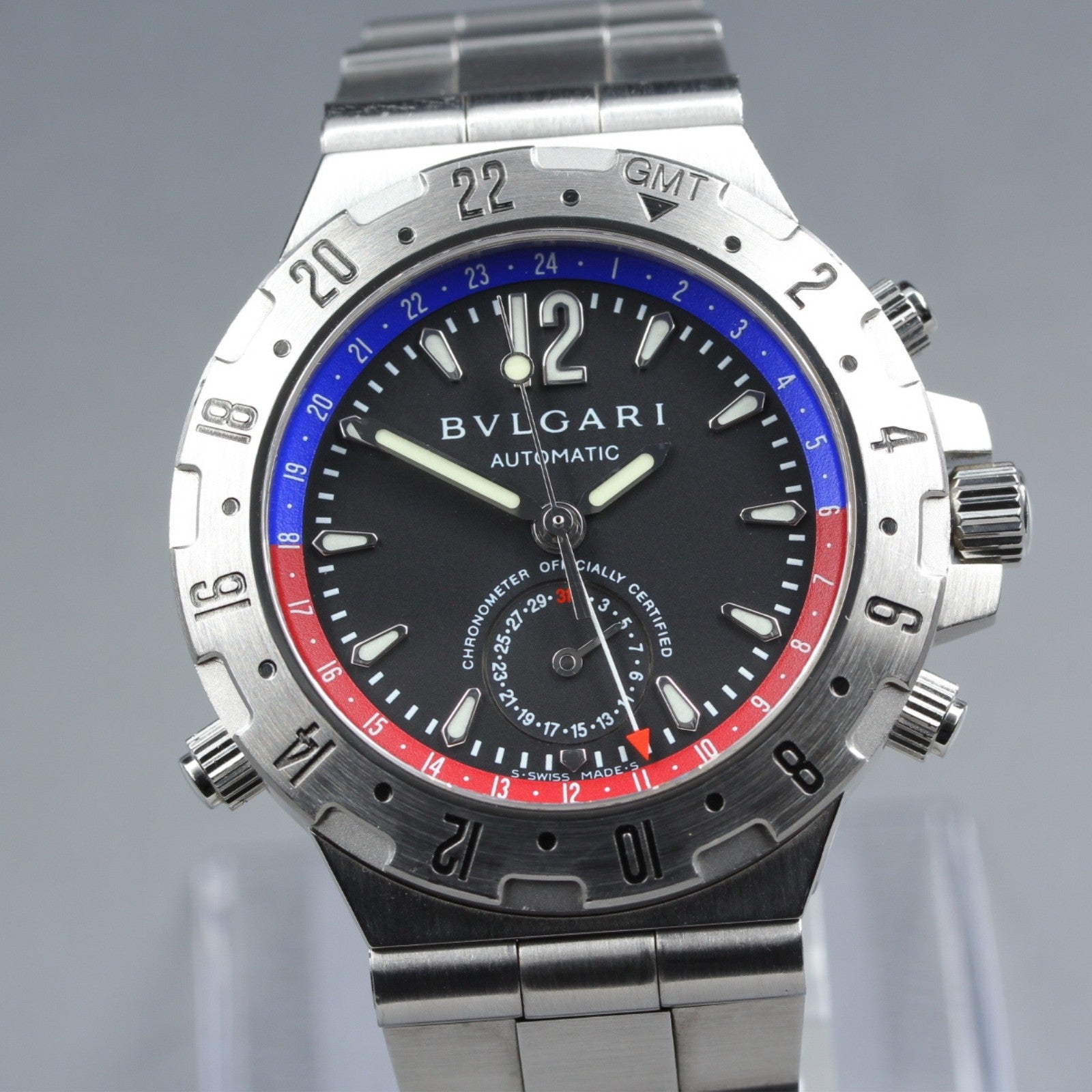 BVLGARI Diagono Professional GMT40S Automatic Black Men's Watch 40mm JAPAN Box