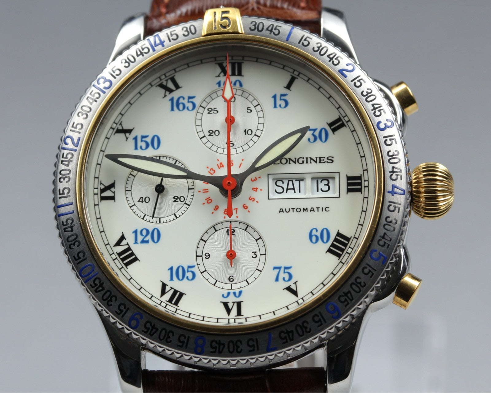 Longines Lindbergh Hour Angle Chronograph L2.618.5 41mm White Dial AT Mens Watch