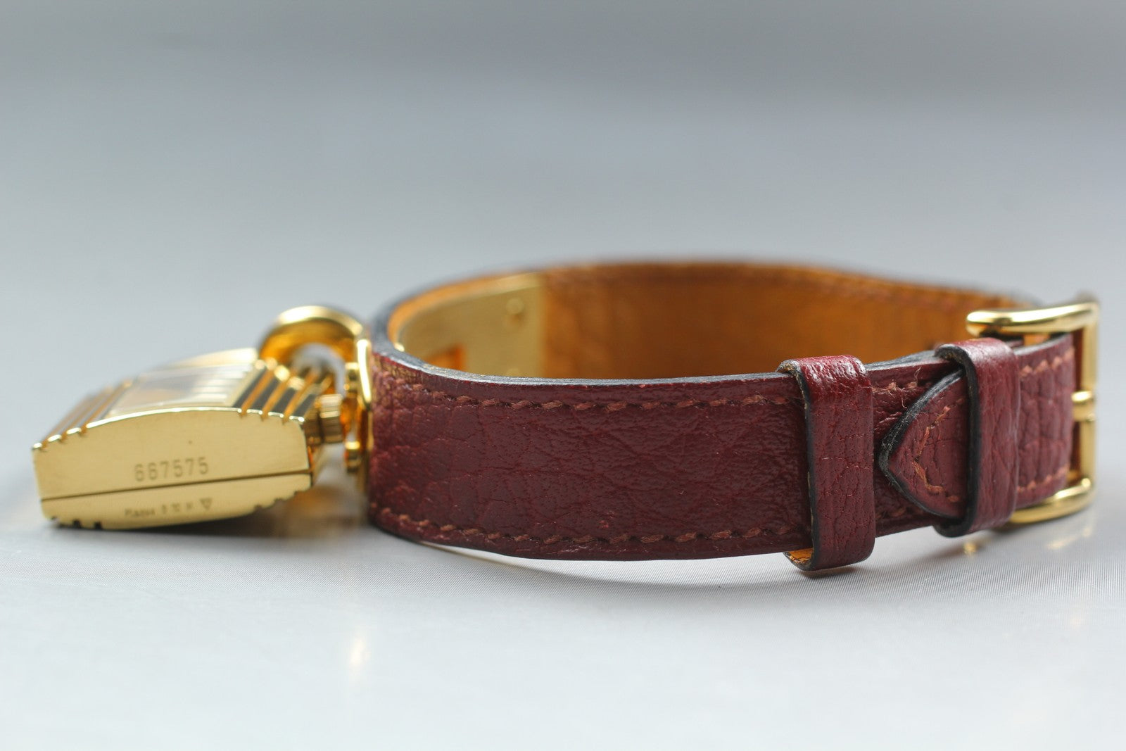Vintage [Exc+5] HERMES Kelly Watch Gold Red Leather "X" Woman's Quartz Watch