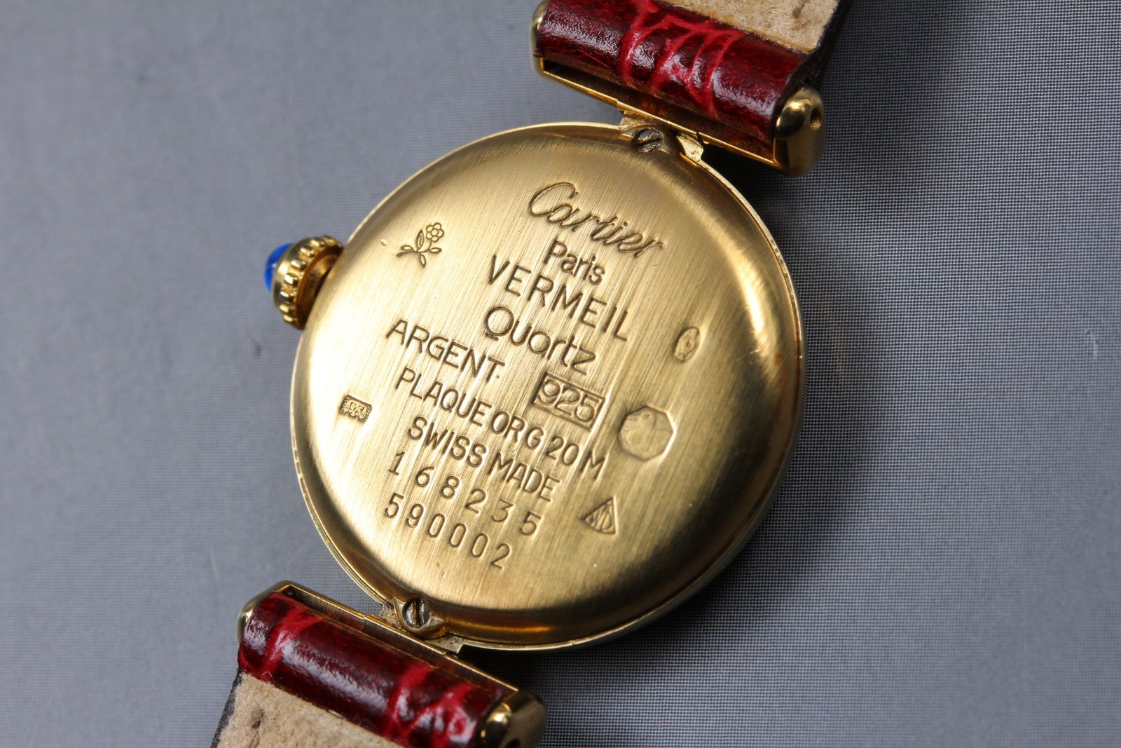 Vintage [Exc+5 Box] Cartier Must Colisee Vermeil 590002 Red Women's Quartz Watch