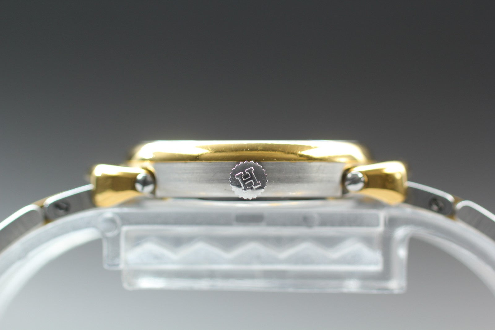 Vintage [Exc+5] Hermes Pullman Gold Ivory Dial 24mm Date Woman's Quartz Watch