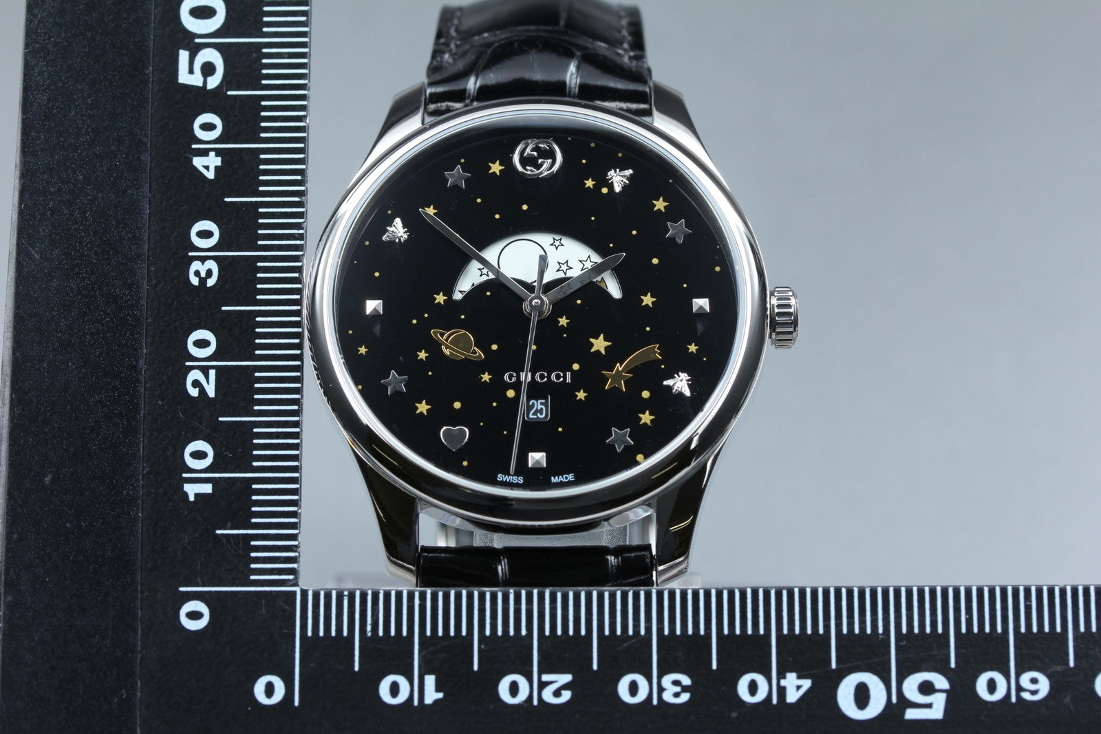 [Near MINT Box] Gucci G-Timeless Moonphase 126.3 YA126327 Black Men's Qz Watch