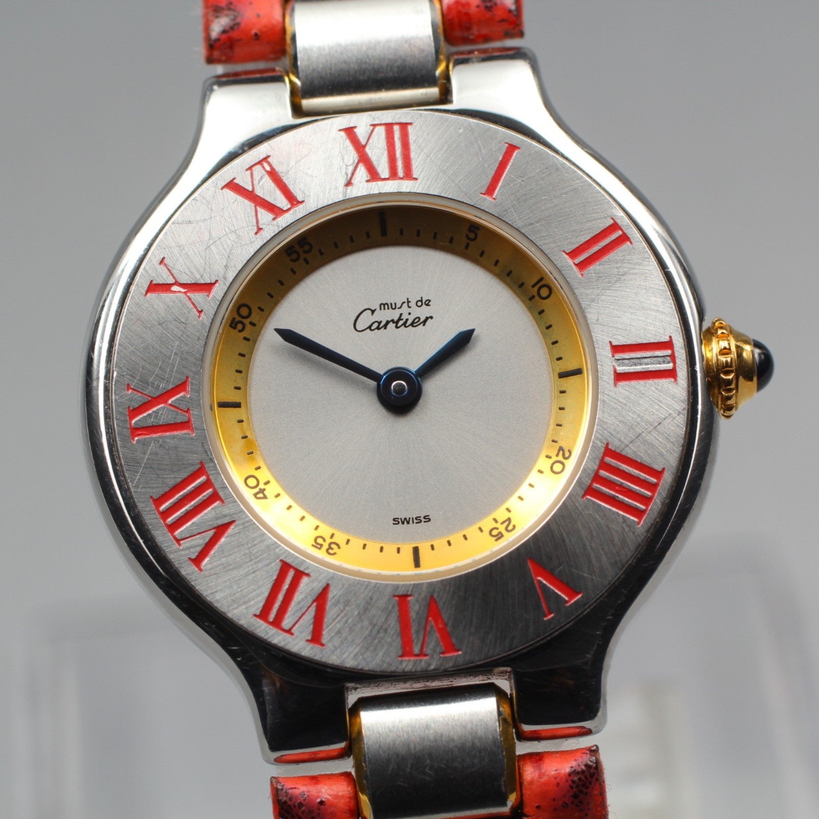 New Batt[Exc+5]Box Cartier Must De 21 1340 Silver Quartz Women's Watch 27mm JP