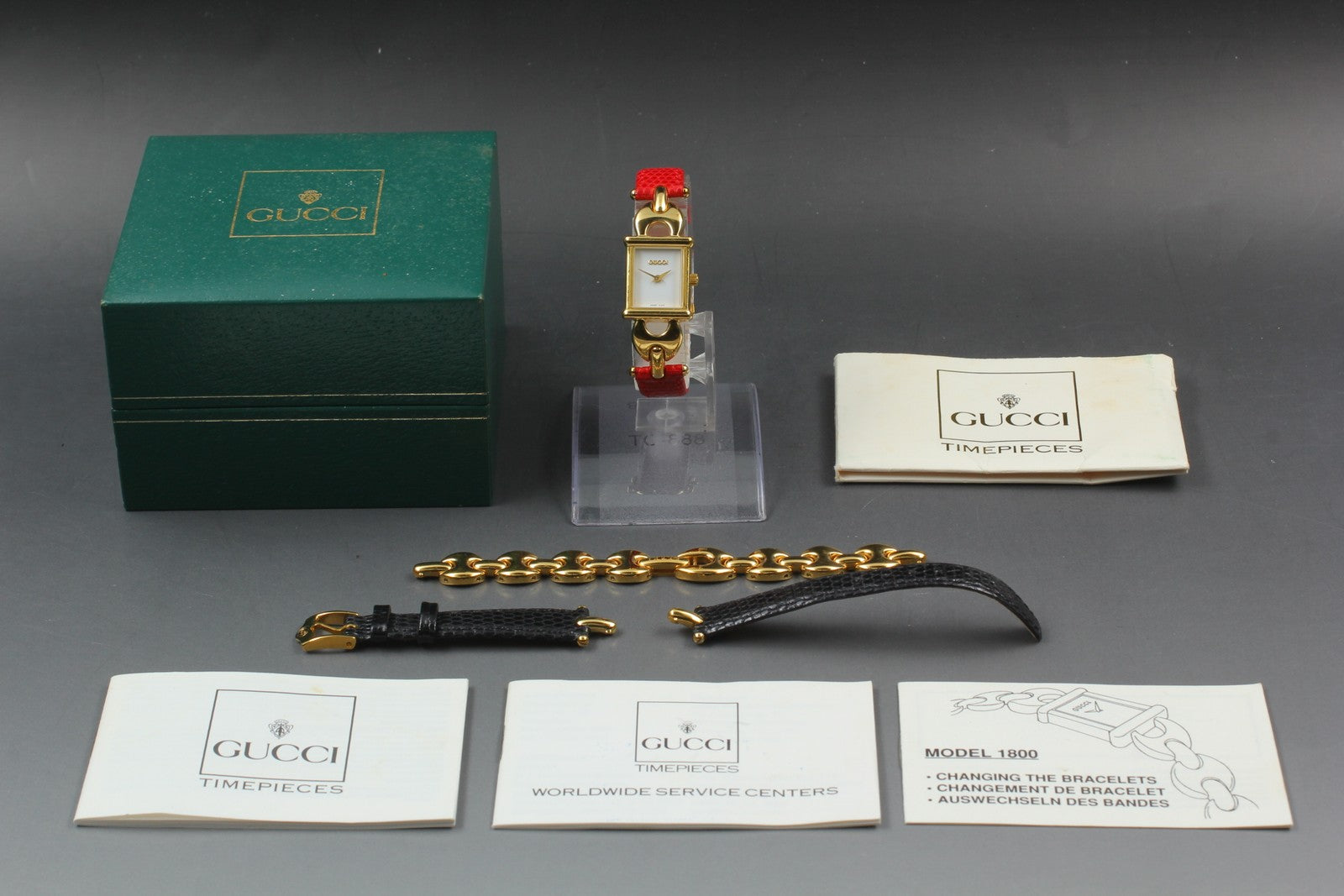 Vintage [Exc+5 Box] Gucci 1800L Gold Change Belt White Dial Women's Quartz Watch