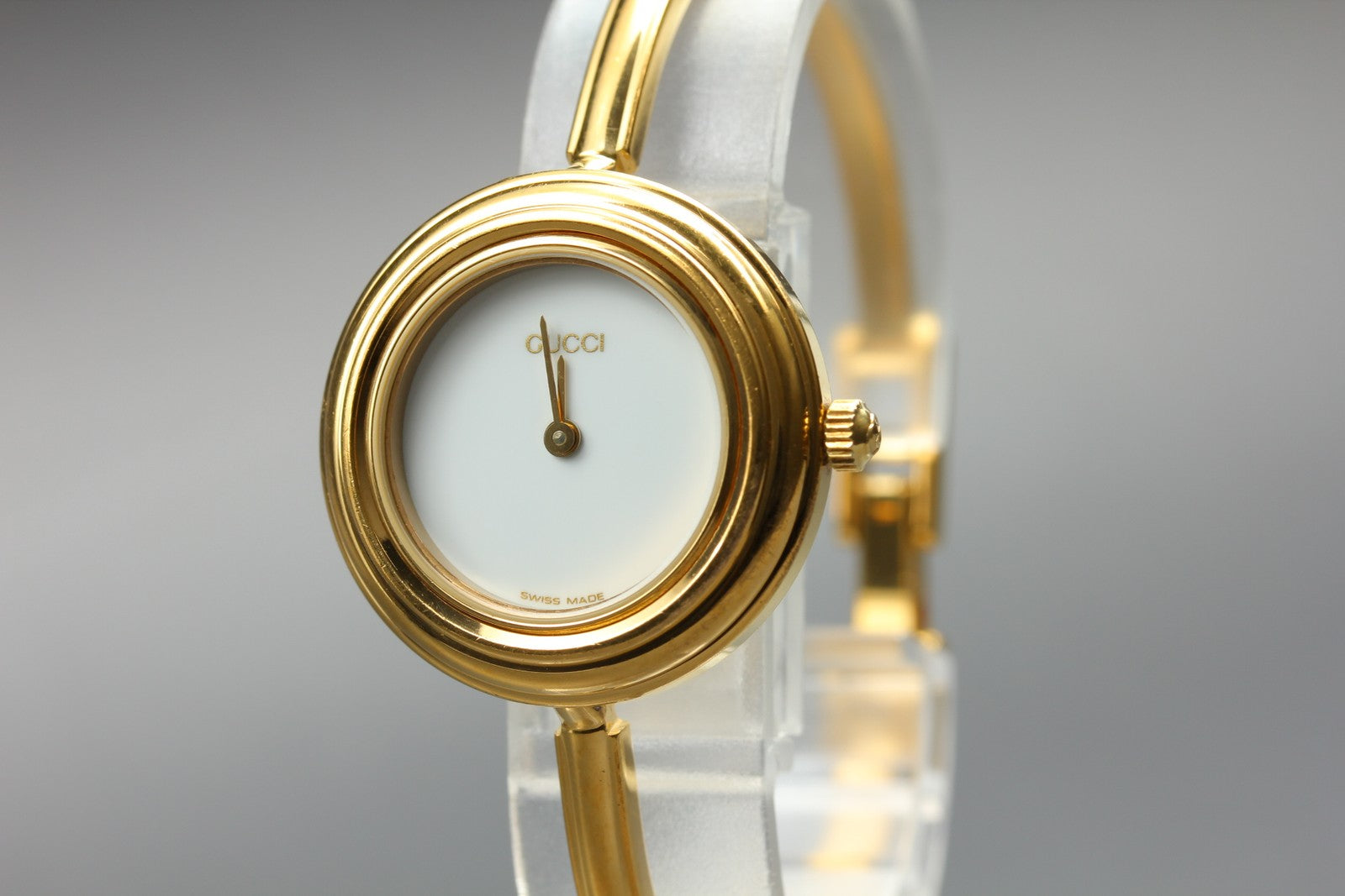 [Overhauled] Gucci Change Bezel 11/12.2 Gold Bangle Women's Quartz Watch Vintage