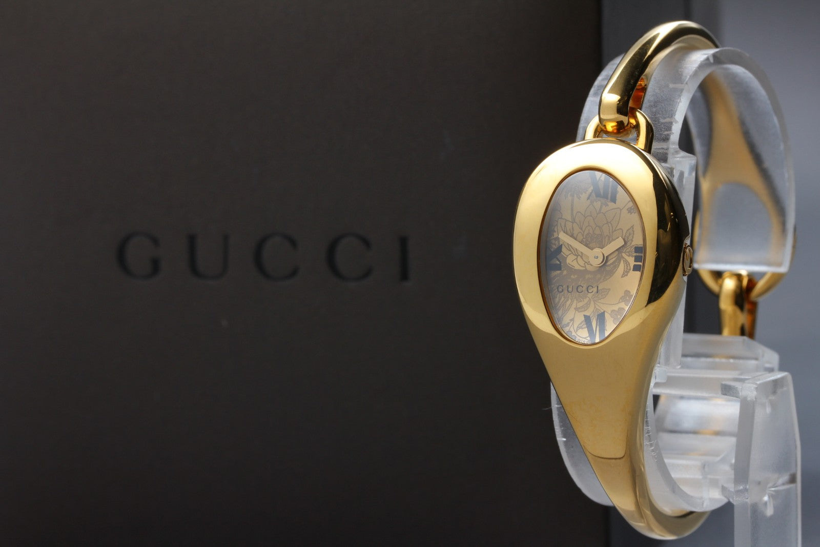 [Exc+5 Box] Gucci 103 Horsebit Gold Floral Dial 21 mm Woman's Quartz Watch
