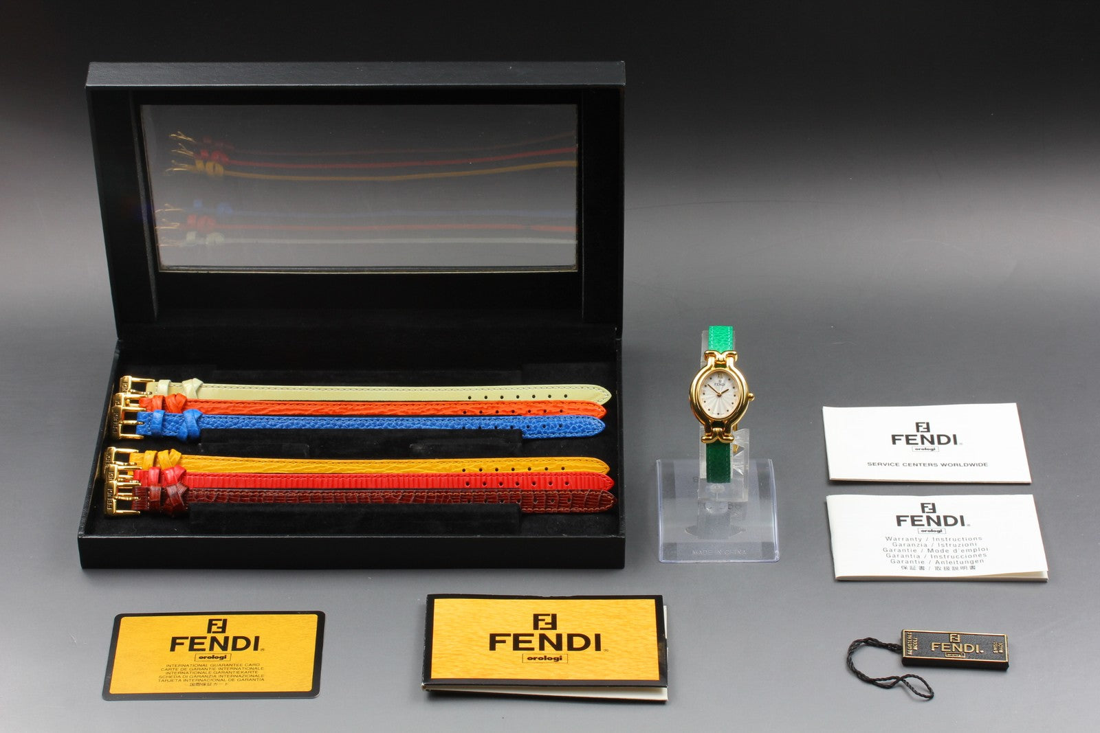 Vintage FENDI 640L Chameleon 7 Colors Belt Gold Women's Quartz Watch  [w /Box]