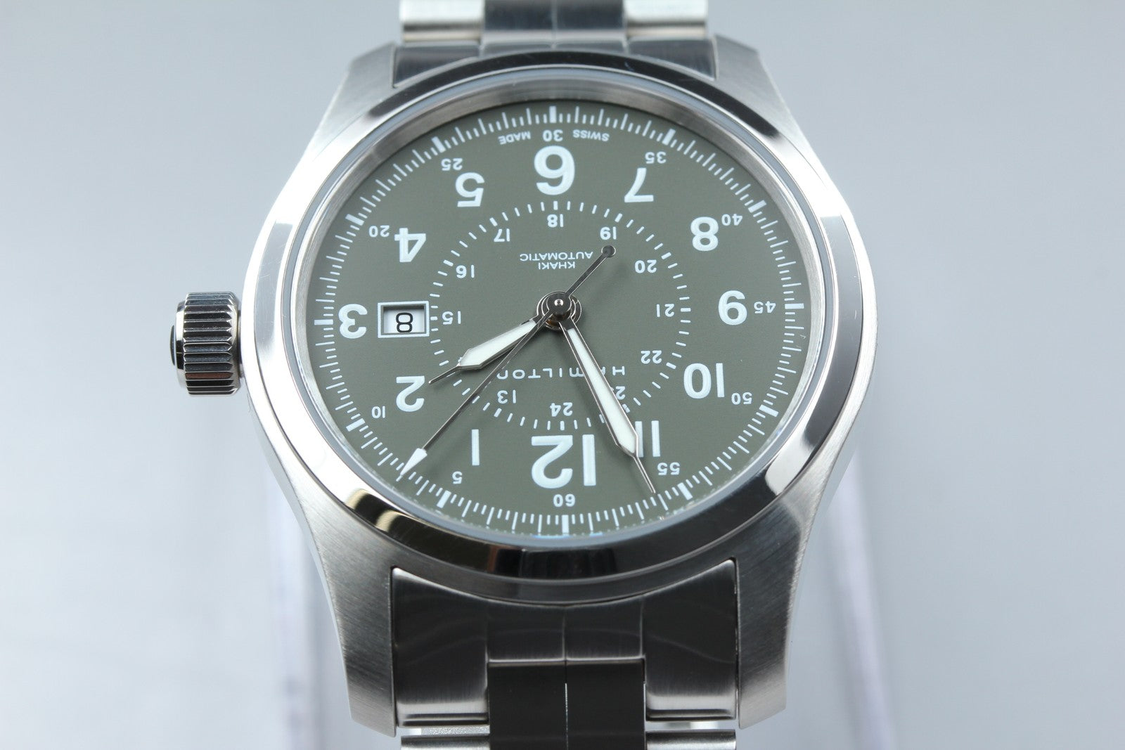[Near MINT- Box] Hamilton Khaki Field H706050 Green Date 42mm AT Men's Watch