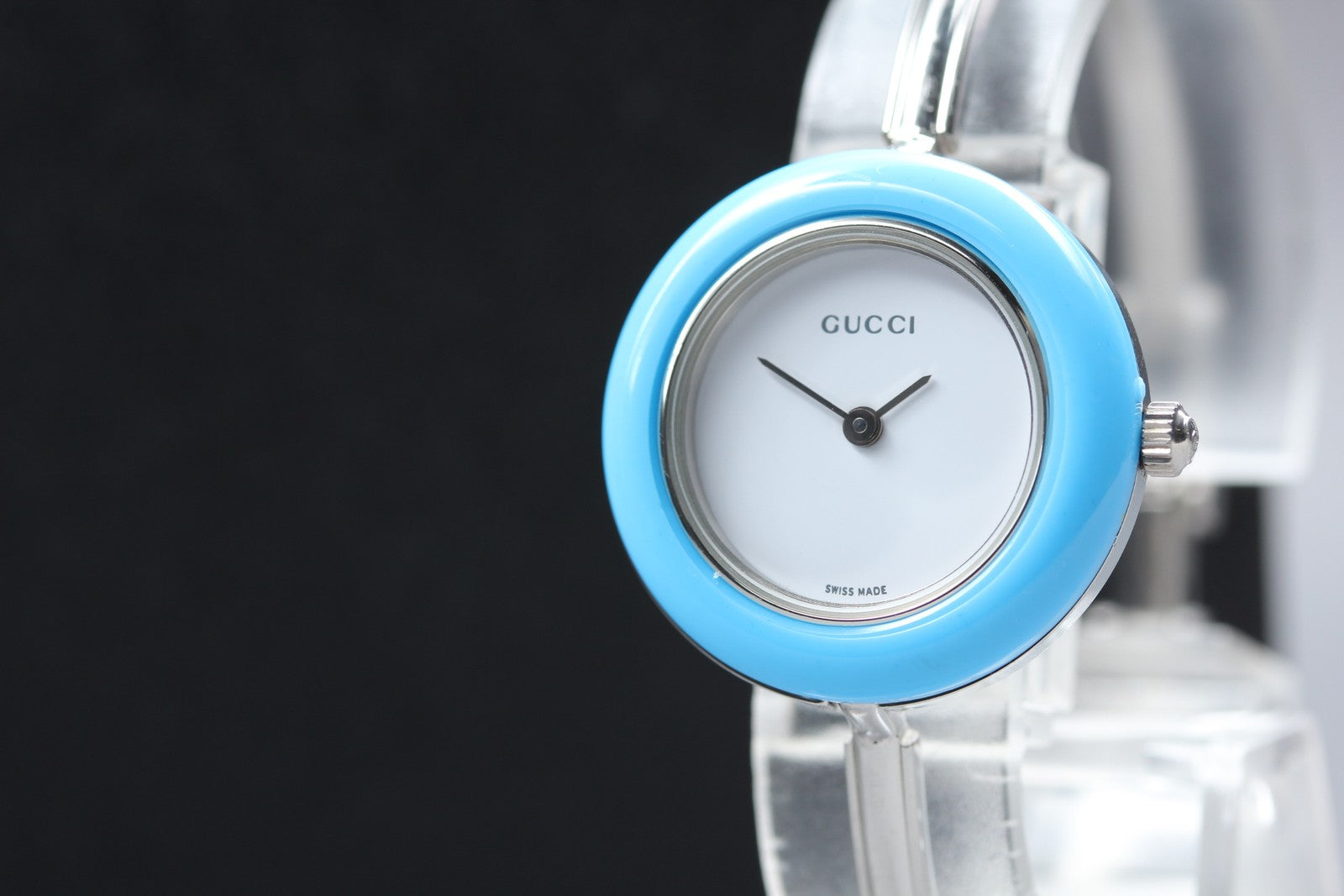 Vintage Gucci Change Bezel 11/12.2L Light Blue Bezel Silver Women's Quartz Watch