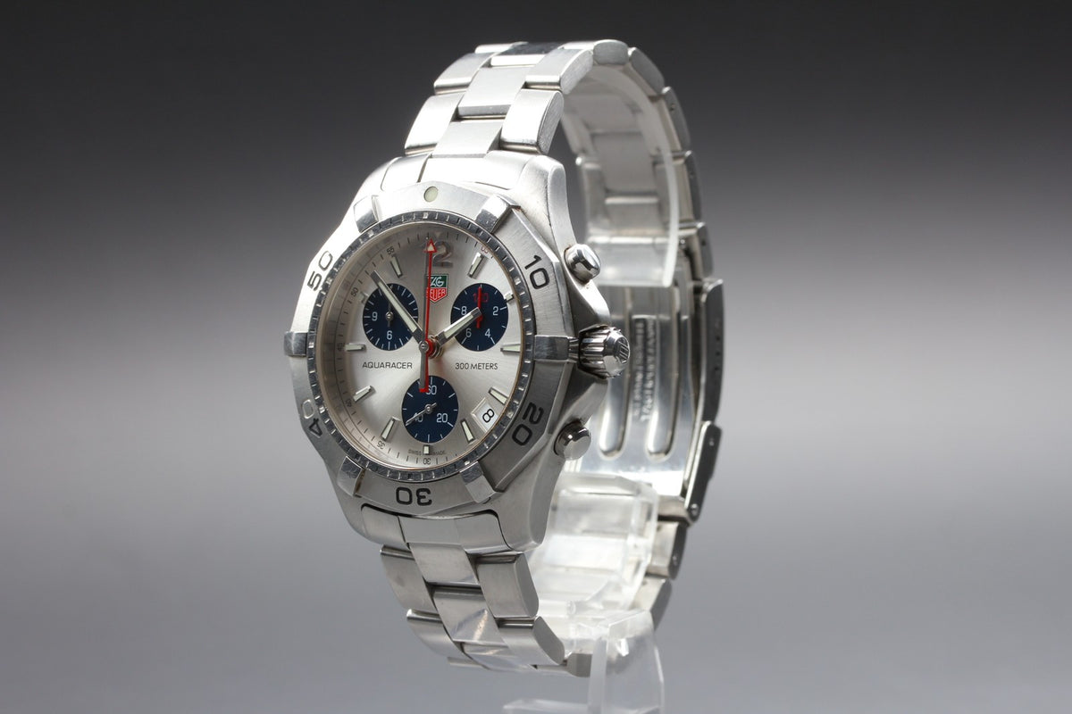Tag Heuer Aquaracer 300m CAF1110 Chronograph Silver Quartz Men's Watch 42mm JP