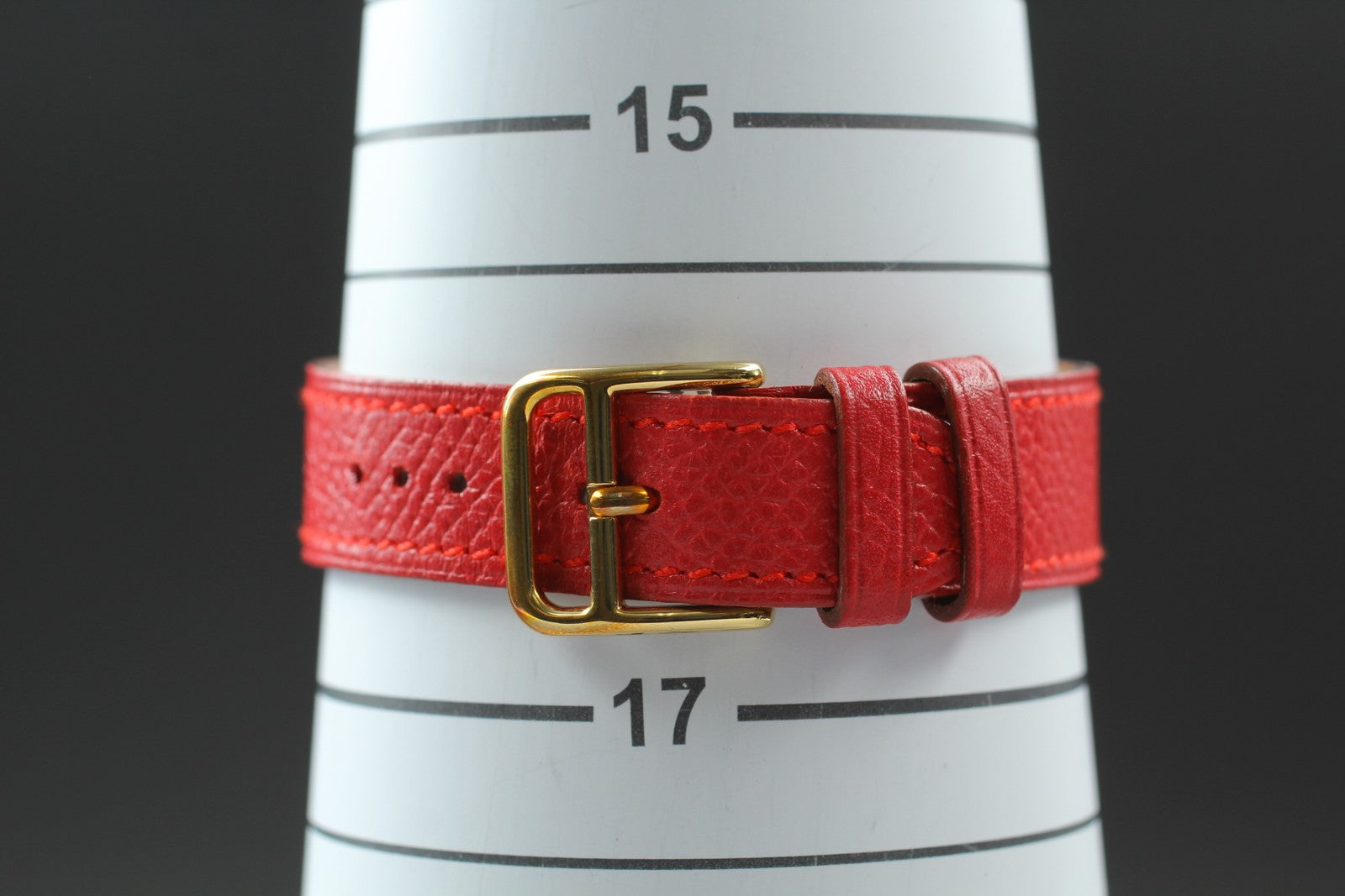 [Exc+5] HERMES H Watch HH1.201 Gold Red "B" 21mm Woman's Watch Quartz From JAPAN