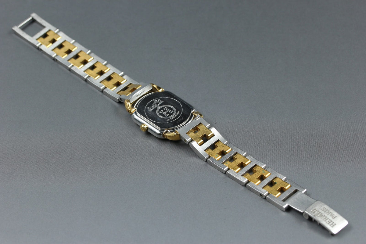New Batt HERMES Rally Quartz Gold Dial Women's Watch 20mm From JAPAN