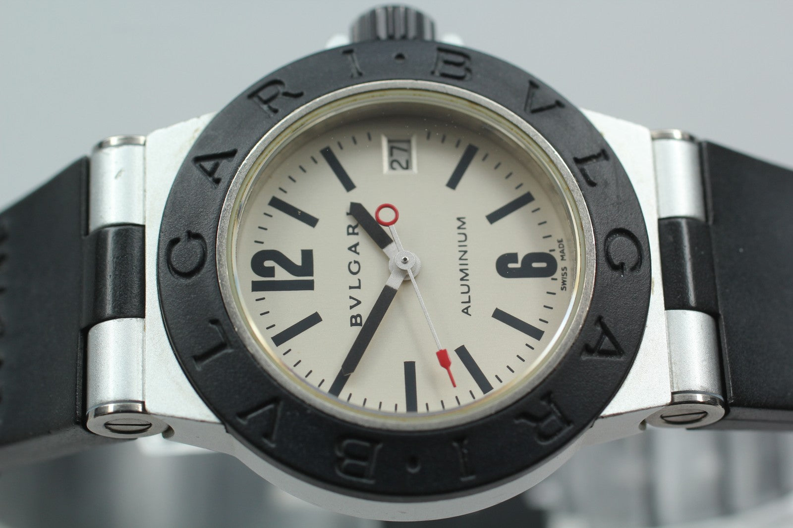 [Exc+5] BVLGARI Alminium AL29TA Silver Black 29mm Women's Quartz Watch JAPAN