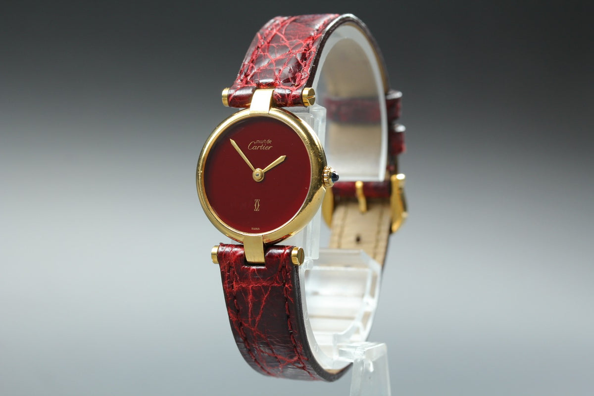 Cartier Must de Cartier Vendome 24mm Red Gold Women's Qz Watch Vintage [Pouch]