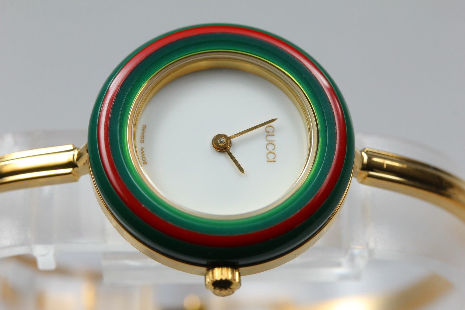 Overhauled [Exc+5 Box] Gucci Change Bezel 11/12.2 Gold 12 color Women's Qz Watch