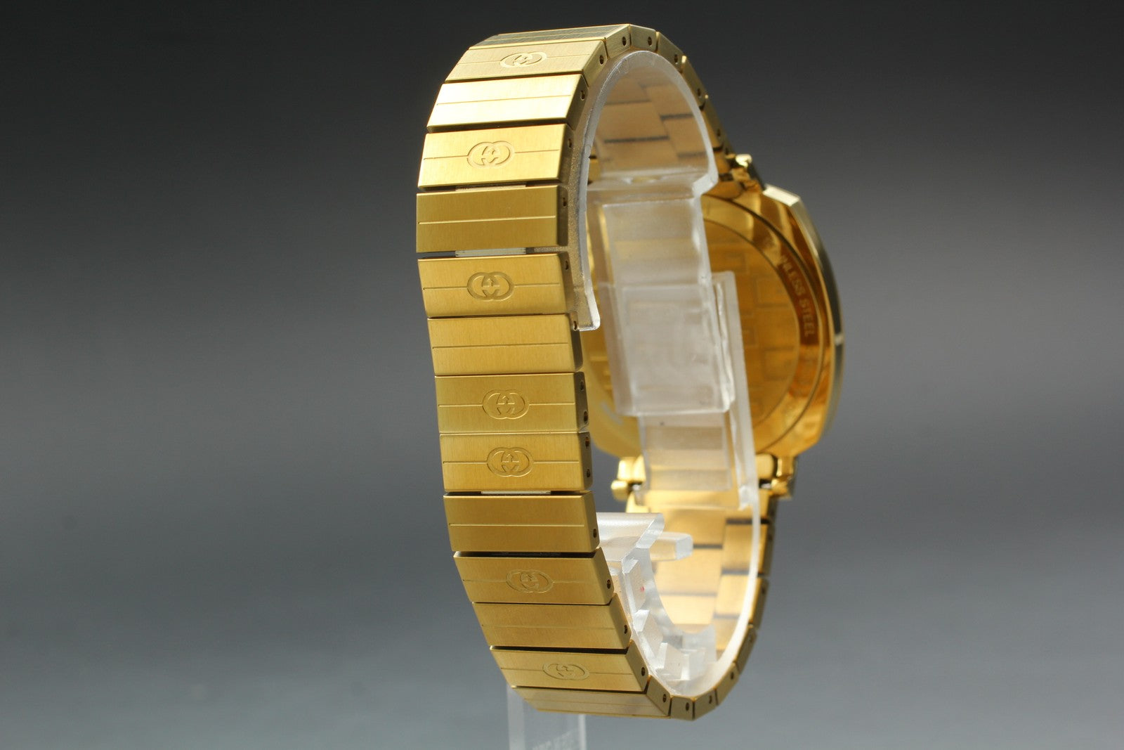 [Near MINT Box] GUCCI Grip 157.4 YA157403 34mm Gold GG Man's Quartz Watch