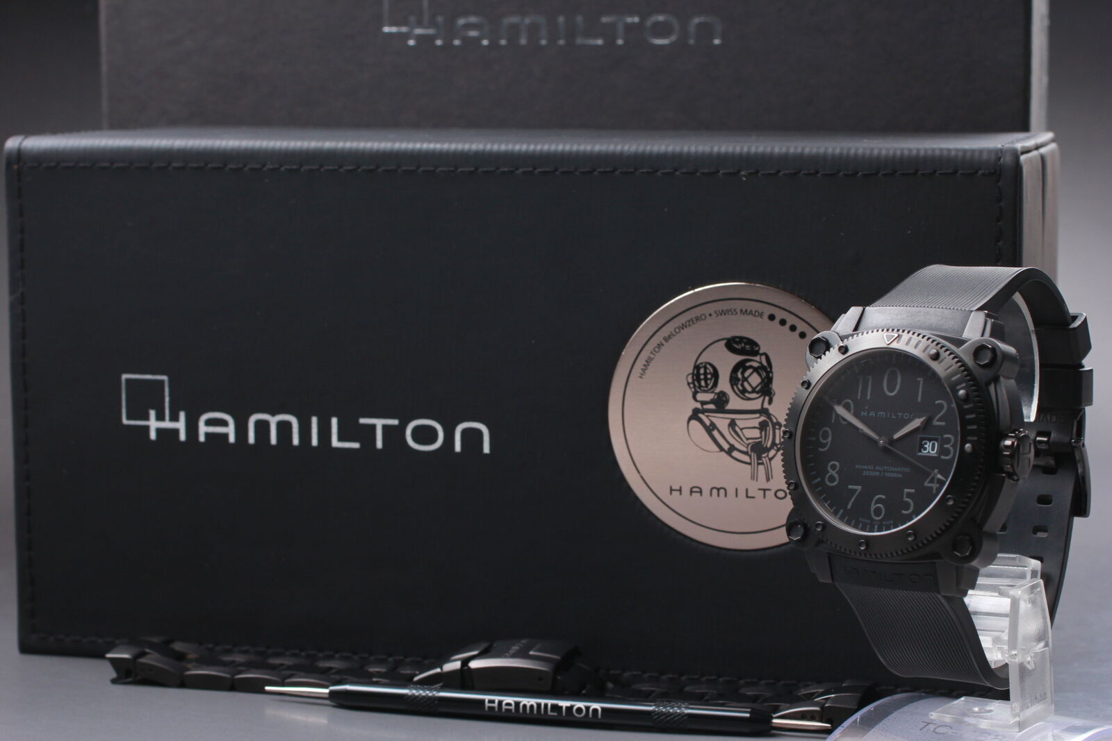 [Exc+5 Box] HAMILTON Khaki Below Zero H785850 Black Automatic 1000m Men's Watch
