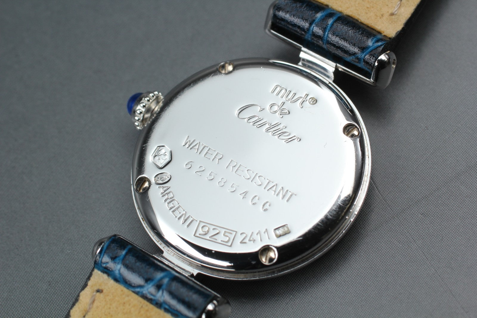 Cartier Must Colisee Vermeil 2411 Silver Blue Women's Quartz Watch [Pouch]