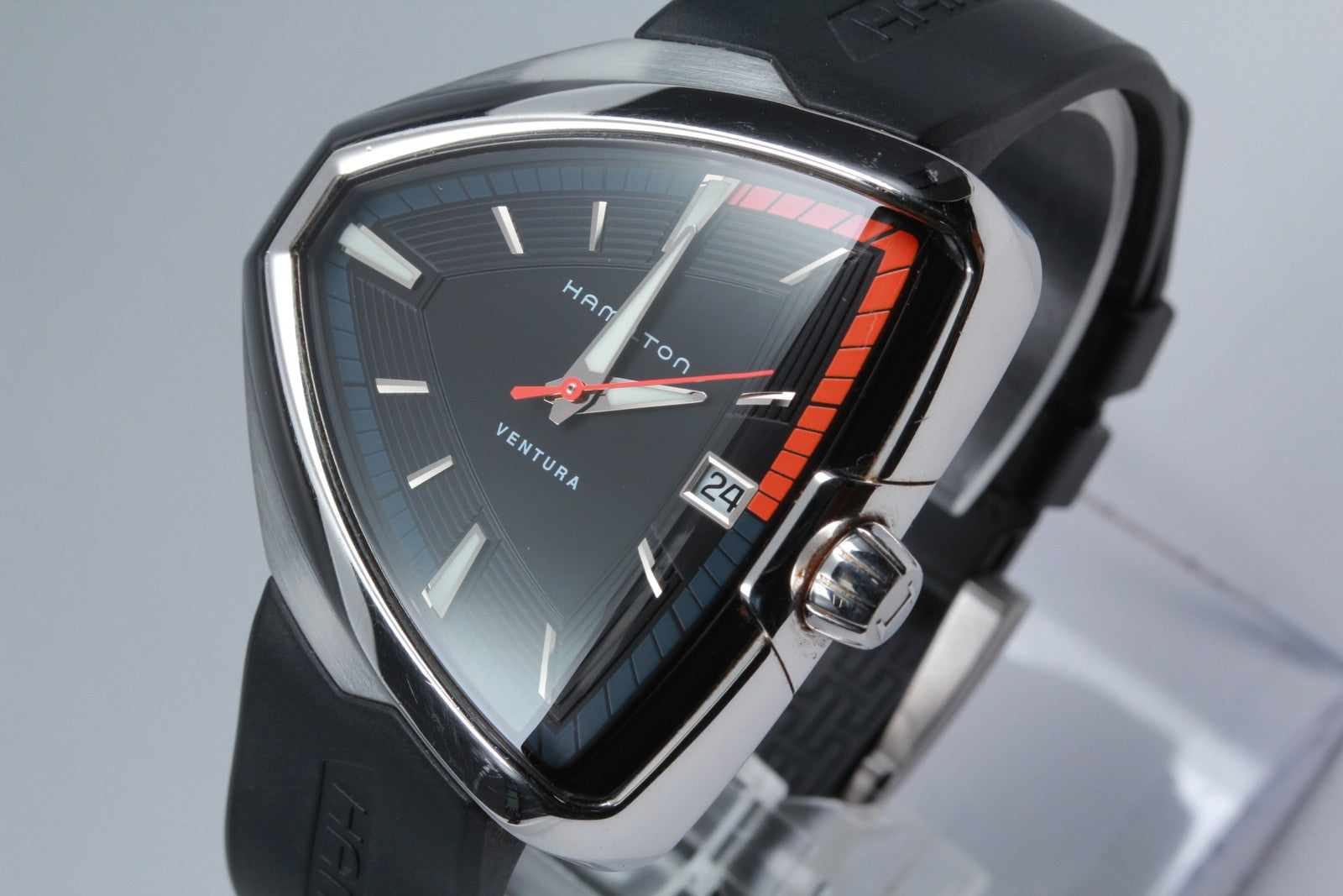 New Batt Hamilton Ventura Elvis80 H245510 Black Date Quartz Men's Watch 41mm JP