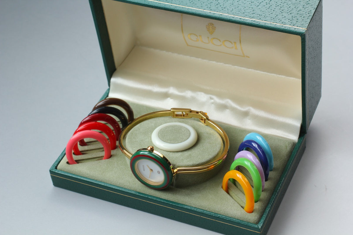 Gucci Change Bezel 11/12 Gold 12 Colors Women's Quartz Watch Vintage [Box]